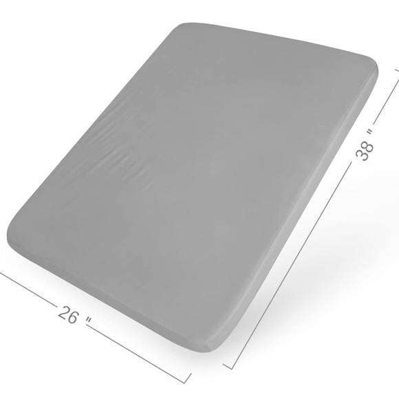 Like NEW, 2 Pack and Play Sheets, Waterproof, 38" X 26", one grey and one white - Picture 3 of 4